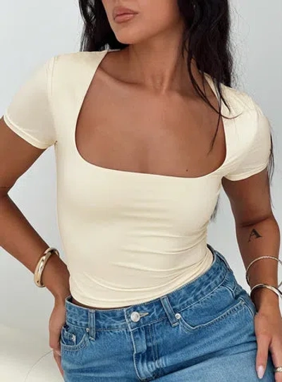 Princess Polly Lower Impact Back In Time Short Sleeve Top In Cream