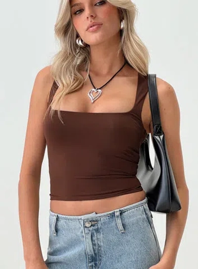 Princess Polly Lower Impact Back In Time Top In Brown