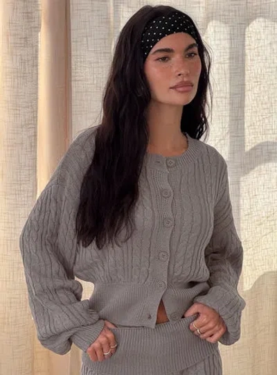 Princess Polly Lower Impact Baleigh Cable Knit Cardigan In Gray