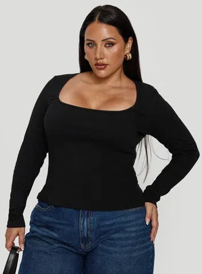 Princess Polly Lower Impact Baseline Long Sleeve Top In Black