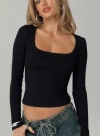 Princess Polly Lower Impact Baseline Long Sleeve Top In Black