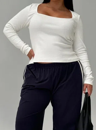 Princess Polly Lower Impact Baseline Long Sleeve Top In White