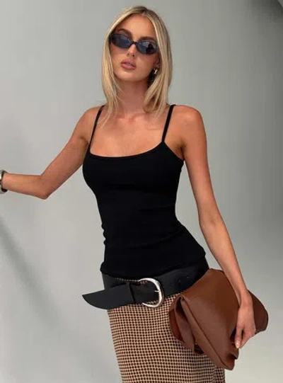 Princess Polly Lower Impact Baseline Longline Tank Top In Black