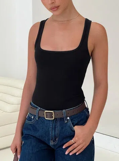 Princess Polly Lower Impact Baseline Rib Bodysuit In Black