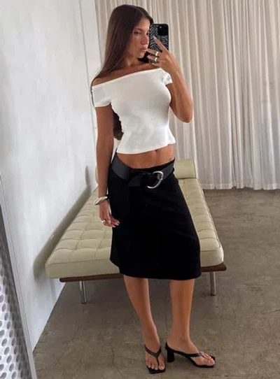 Princess Polly Lower Impact Baseline Rib Midi Skirt In Black