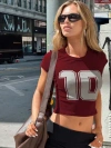 Princess Polly Lower Impact Baseline Rib Tee One Zero Red In Cherry