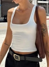 Princess Polly Lower Impact Baseline Square Neck Rib Tank Top In White