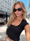 PRINCESS POLLY LOWER IMPACT BASELINE SQUARE NECK RIB TOP