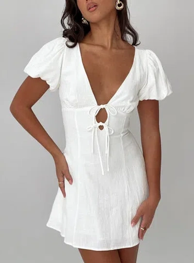 Princess Polly Lower Impact Beloved Puff Sleeve Linen Blend Mini Dress