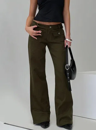 Princess Polly Lower Impact Benicale Low Rise Cargo Pants In Olive