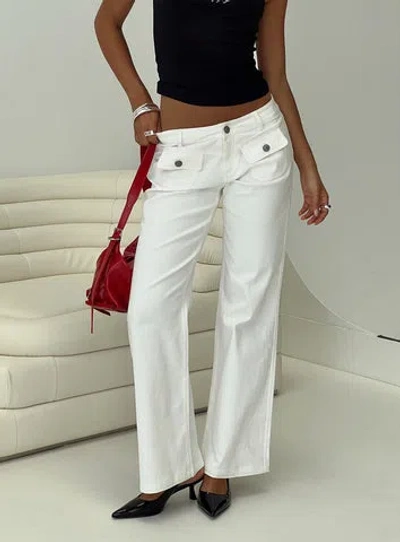 Princess Polly Lower Impact Benicale Low Rise Cargo Pants White In Cream