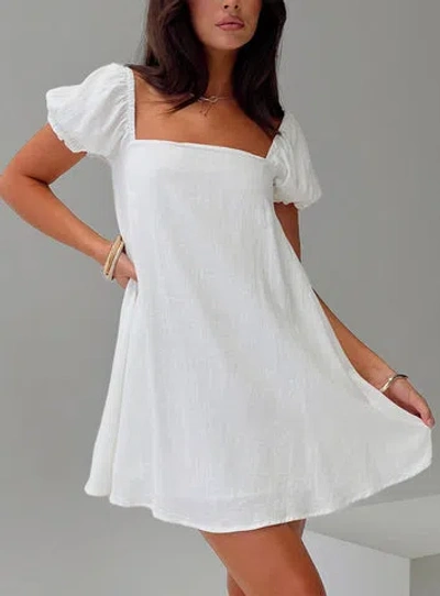 Princess Polly Lower Impact Beyond Linen Blend Mini Dress In White