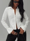Princess Polly Lower Impact By The Phone Long Sleeve Collared Top In White