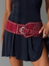 Princess Polly Lower Impact Calexico Studded Faux Suede Belt In Red