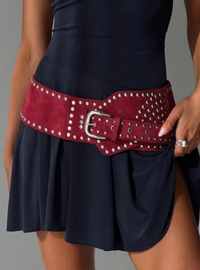 Princess Polly Lower Impact Calexico Studded Faux Suede Belt In Red