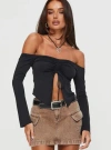 Princess Polly Lower Impact Carradine Off The Shoulder Top In Black
