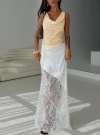 Princess Polly Lower Impact Castelli Lace Maxi Skirt In White
