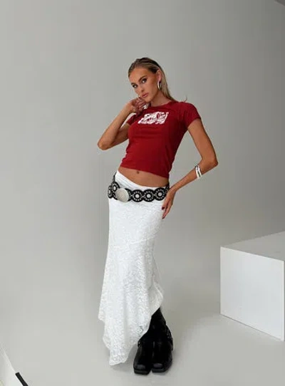 Princess Polly Lower Impact Cattanio Lace Midi Skirt In White