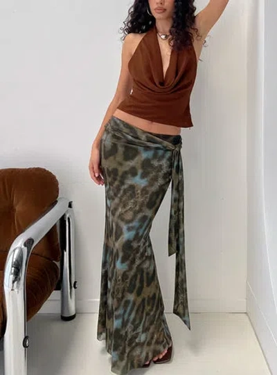 Princess Polly Lower Impact Caviar Tie Maxi Skirt In Brown