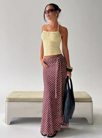 Princess Polly Lower Impact Caviar Tie Maxi Skirt In Brown