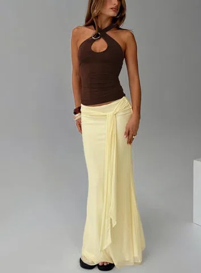 Princess Polly Lower Impact Caviar Tie Maxi Skirt In Lemon