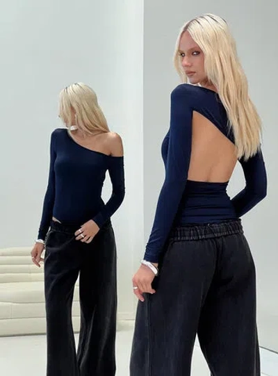 Princess Polly Lower Impact Caylum One Shoulder Bodysuit In Navy