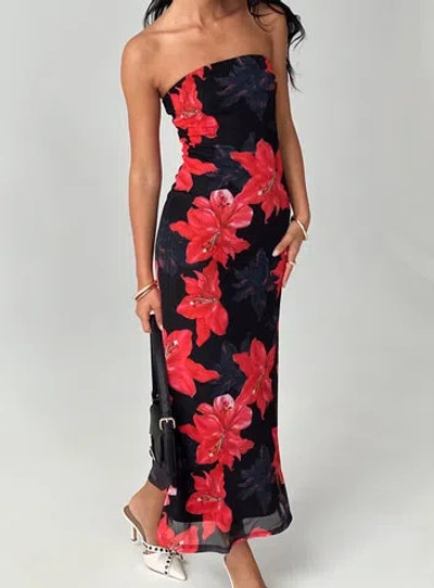 Princess Polly Lower Impact Celik Strapless Maxi Dress In Black / Floral