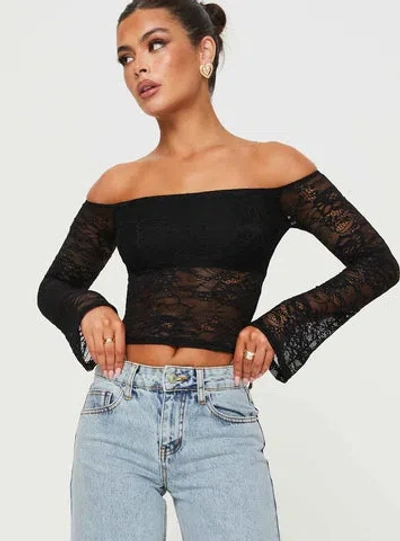 Princess Polly Lower Impact Charet Off The Shoulder Top In Black