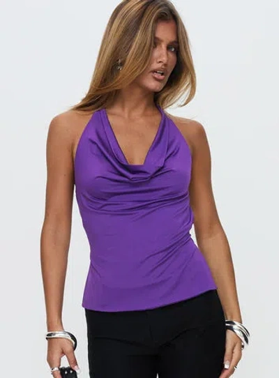 Princess Polly Lower Impact Charls Cowl Neck Backless Top In Purple