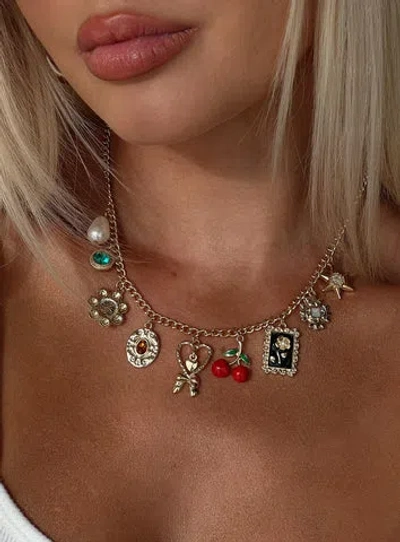 Princess Polly Lower Impact Cherry Dreams Charm Necklace In Gold