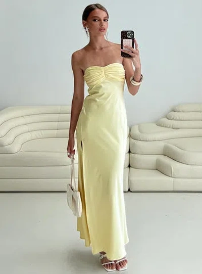 Princess Polly Lower Impact Chevalier Strapless Maxi Dress In Lemon