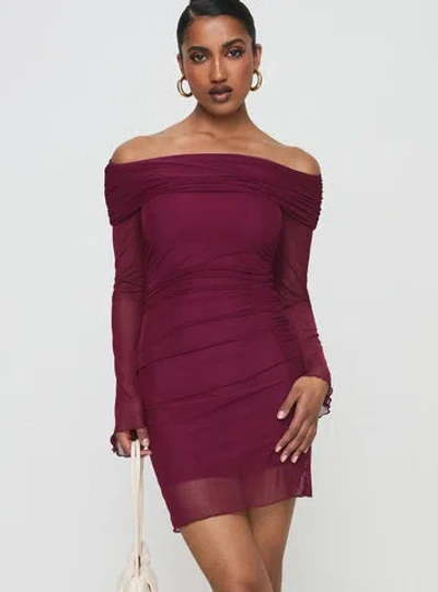 Princess Polly Lower Impact Consideration Mini Dress In Burgundy