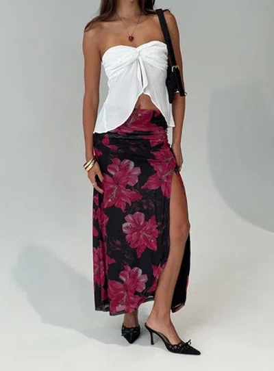 Princess Polly Lower Impact Cooperi Maxi Skirt In Black / Red Floral