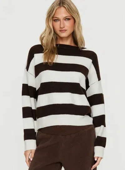 Princess Polly Lower Impact Corlie Crew Neck Knit Sweater In Brown