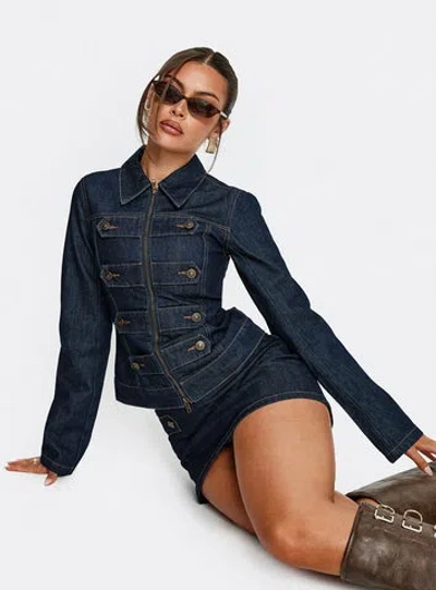 Princess Polly Lower Impact Cristen Cadet Denim Mini Skirt In Blue