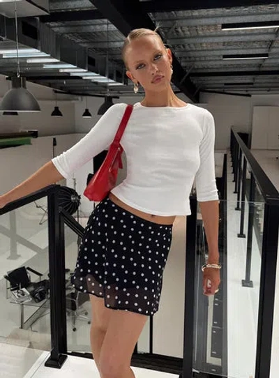 Princess Polly Lower Impact Dapple Bias Mini Skirt Black In Polka Dot