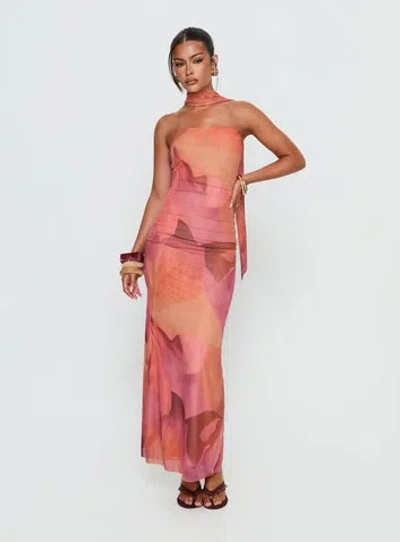 Princess Polly Lower Impact Davynn Scarf Detail Strapless Maxi Dress In Multi