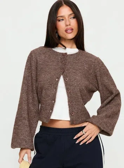 Princess Polly Lower Impact Dawsen Button Down Cardigan In Brown
