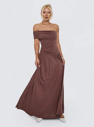 Princess Polly Lower Impact Decadence Strapless Maxi Dress In Brown