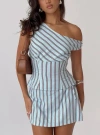 Princess Polly Lower Impact Del Rio Off The Shoulder Top Blue / Maroon