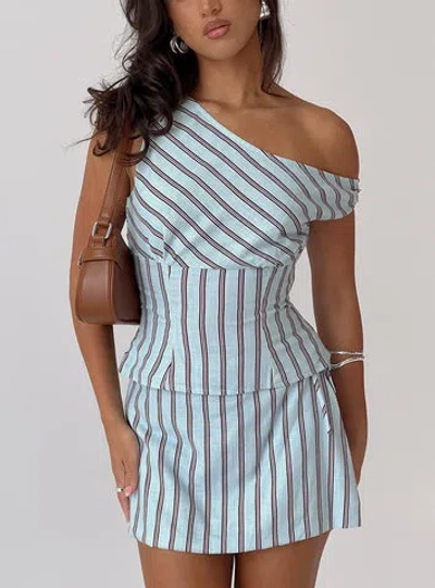 Princess Polly Lower Impact Del Rio Off The Shoulder Top Blue / Maroon