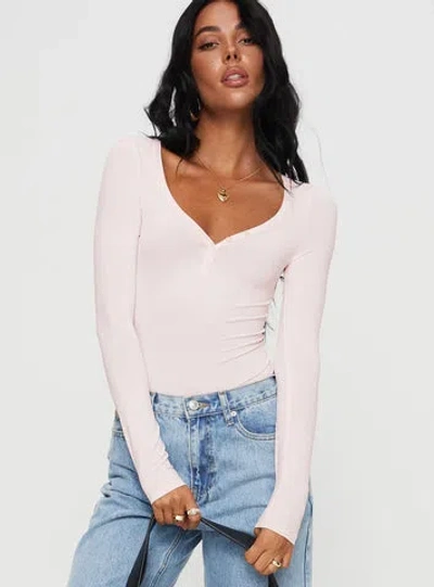 Princess Polly Lower Impact Delgado Long Sleeve Bodysuit In Pink