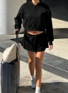 Princess Polly Lower Impact Down Low Fleece Skort In Black