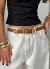 Princess Polly Lower Impact Duncani Faux Suede Belt Brown/gold In Brown/gold