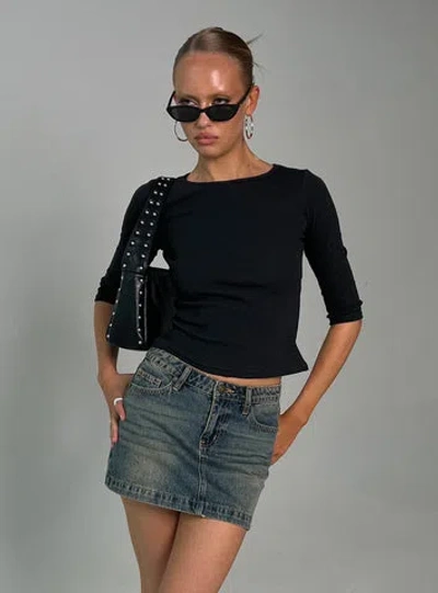 Princess Polly Lower Impact Elaia 3/4 Sleeve Top In Black