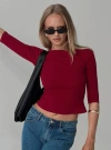 Princess Polly Lower Impact Elaia 3/4 Sleeve Top In Red