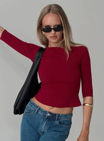 Princess Polly Lower Impact Elaia 3/4 Sleeve Top In Red