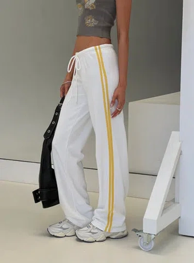 Princess Polly Lower Impact Elation Low Rise Straight Leg Track Pant In White