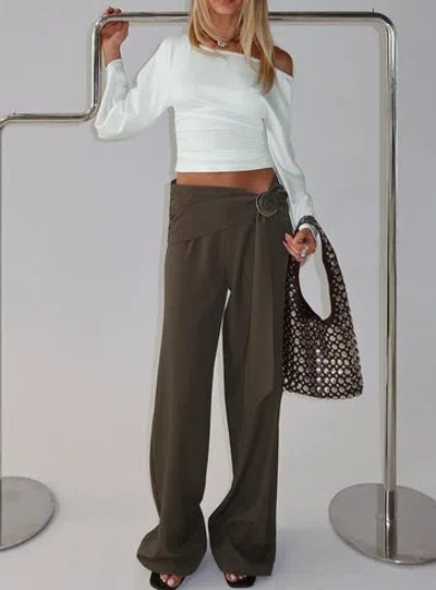 Princess Polly Lower Impact Elisson Layered Buckle Pants In Gray