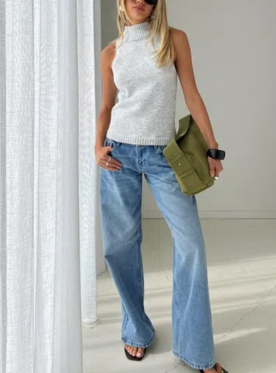 Princess Polly Lower Impact Ellanor Low Rise Slouch Denim Jean Washed In Blue